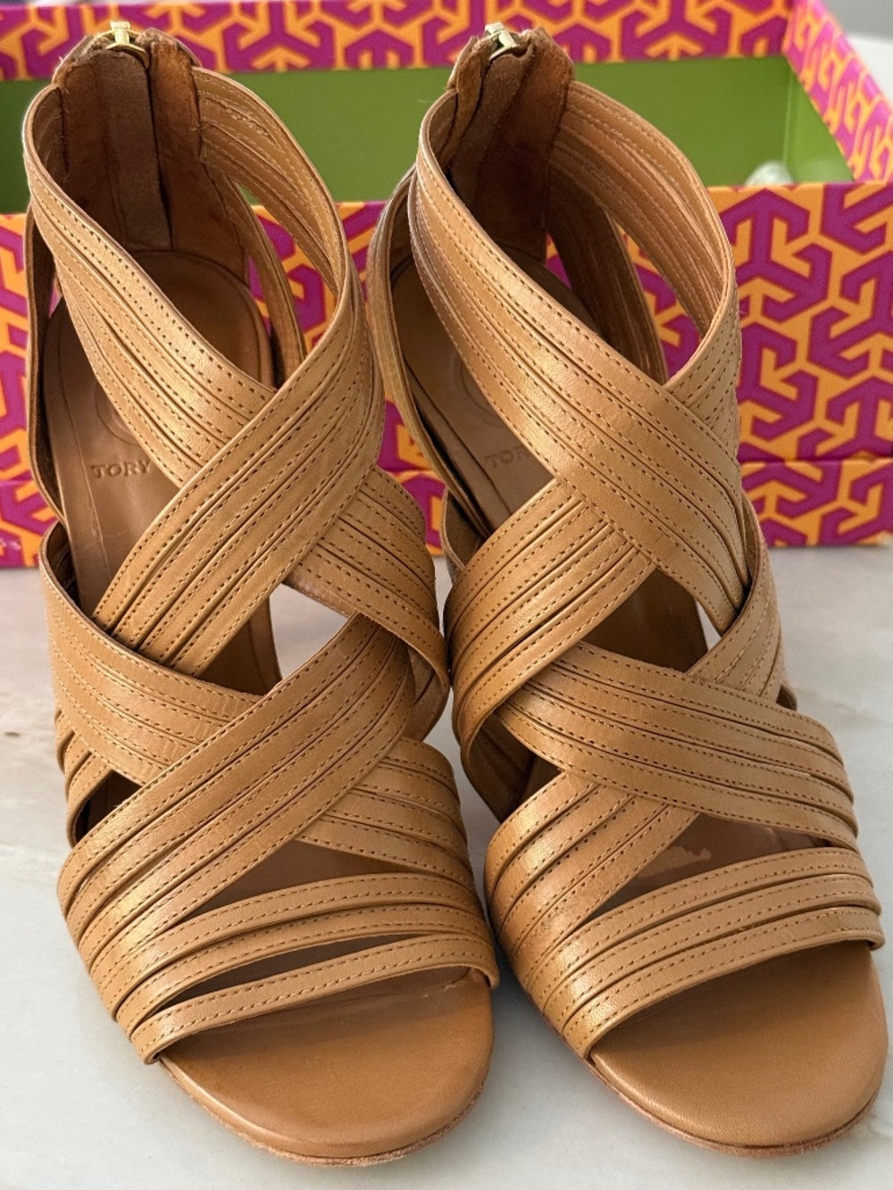 Tory Burch Liv Strappy Sandals  Tan--Size 7M